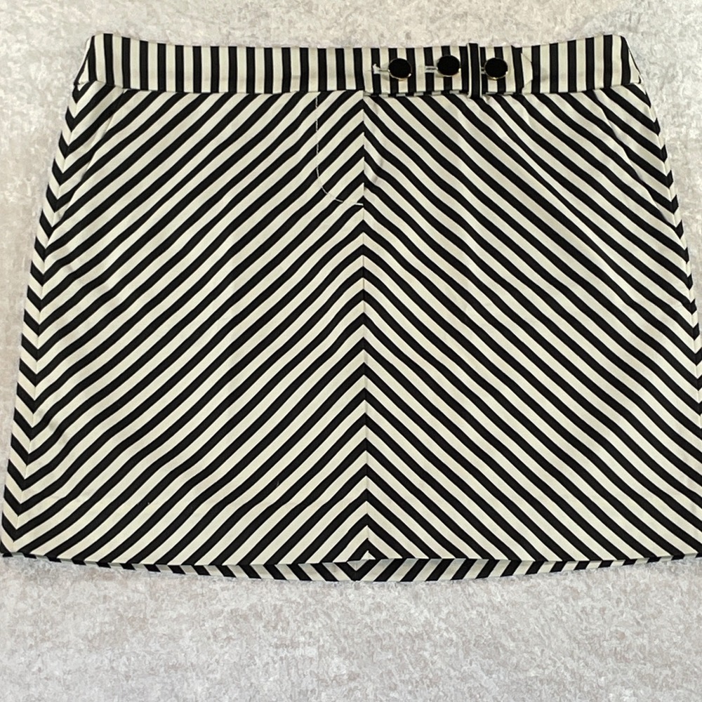 J.Crew Mini Skirt Women 4 Black White Good Chevron Stripe 90960